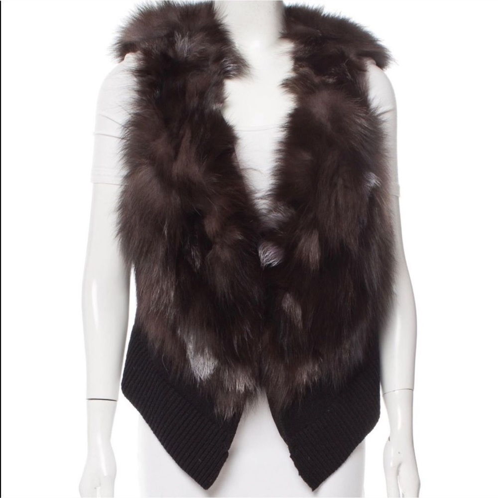 Love Token silver fox fur vest S